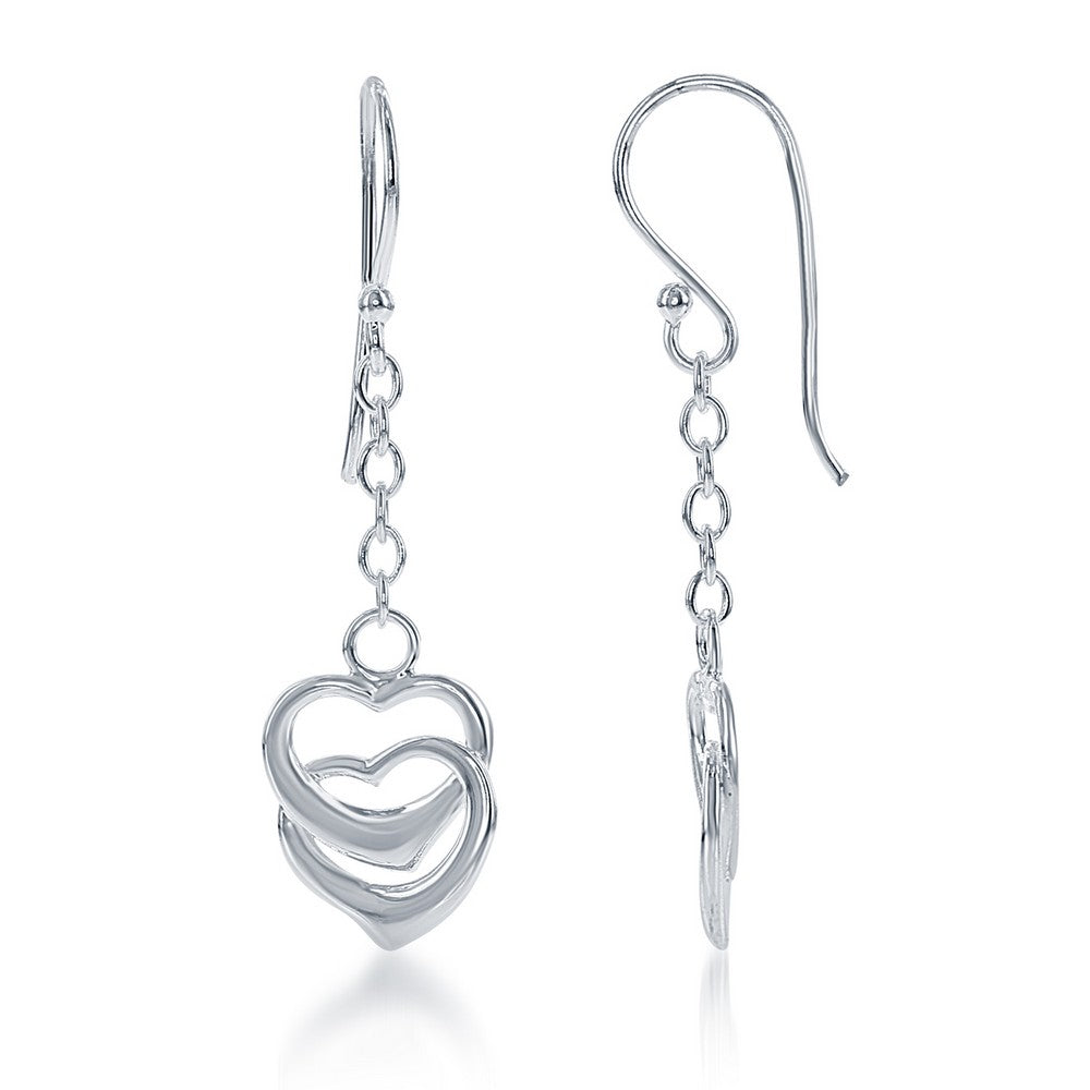 Sterling Silver Chain with Double Heart Earrings