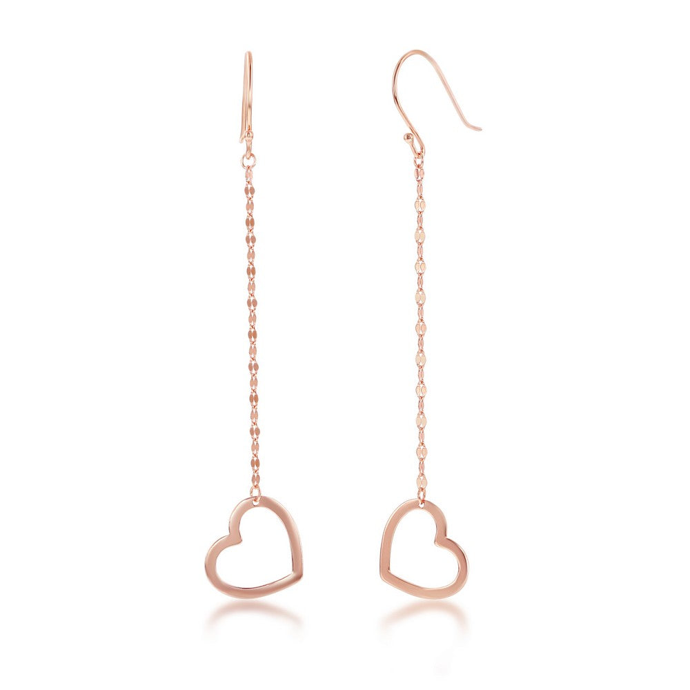 Sterling Silver Fancy Chain with Heart Earrings - Rose Gold Plated