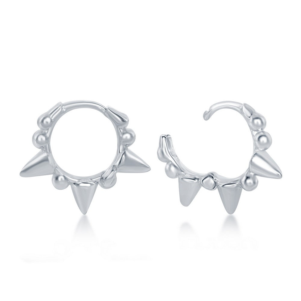 Sterling Silver Studded Mini Hoop Earrings