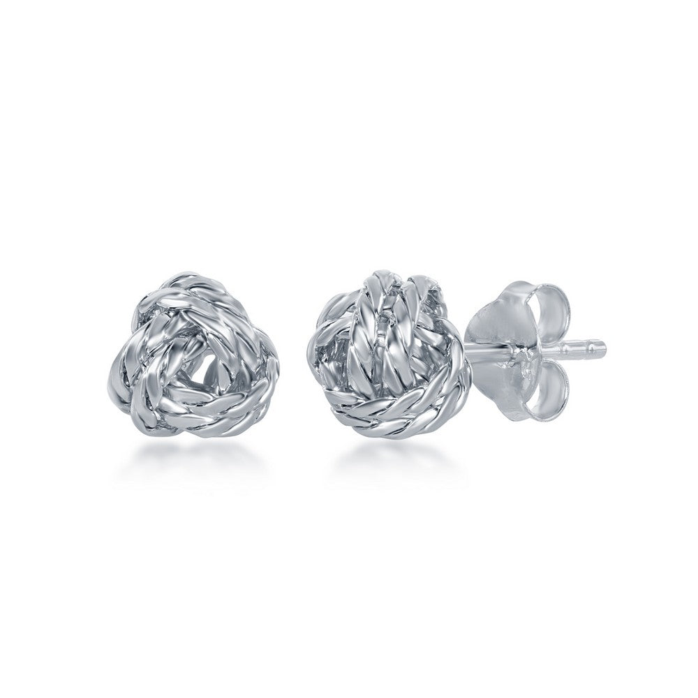 Sterling Silver Diamond-Cut Love Knot Stud Earrings