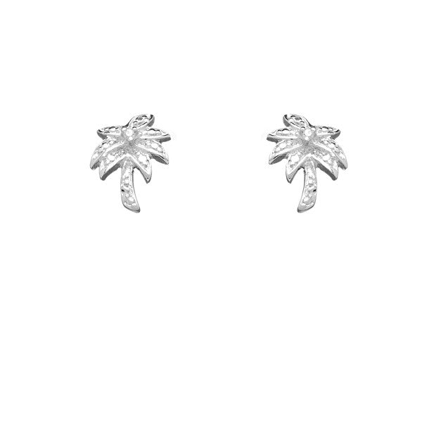 Sterling Silver CZ Palm Tree Earrings