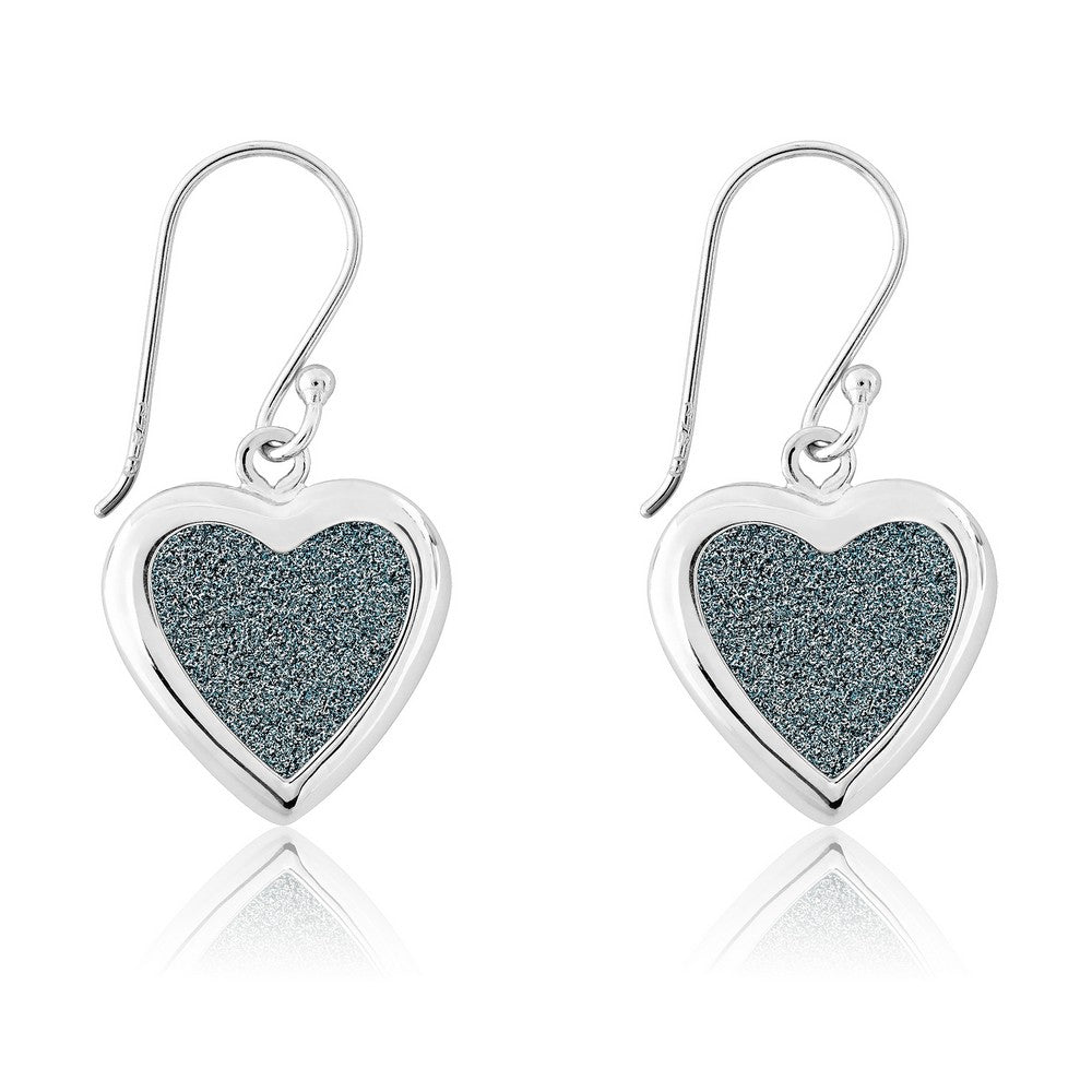 Sterling Silver Heart Sparkly Charcoal Earrings