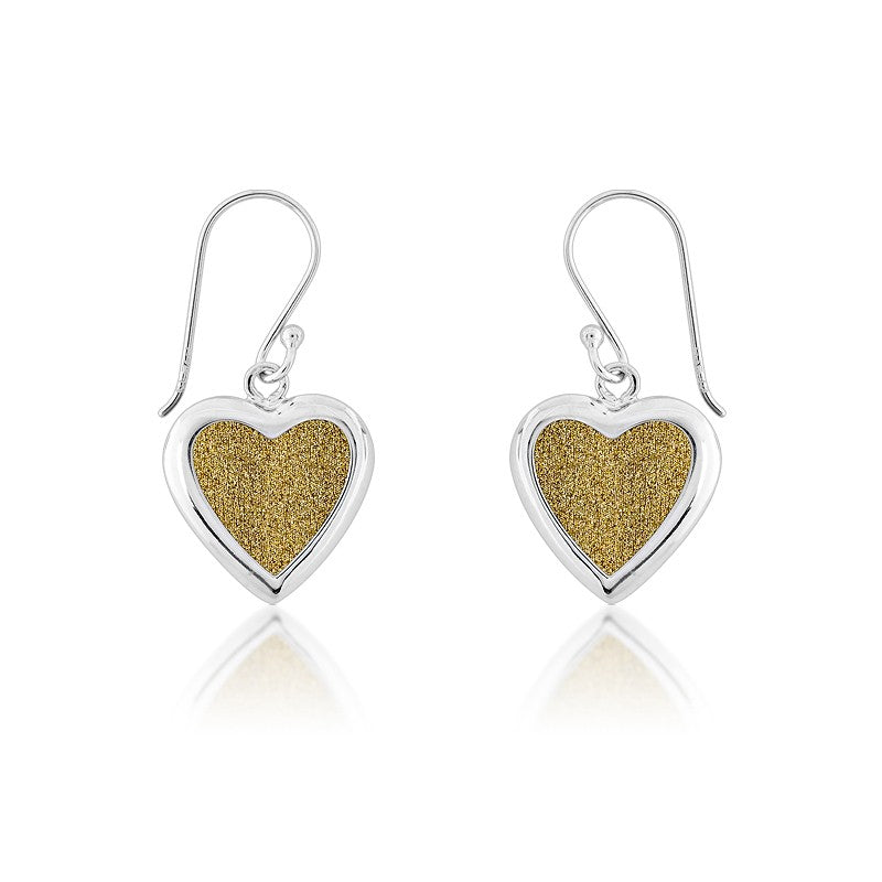 Sterling Silver Heart Sparkly Yellow Earrings