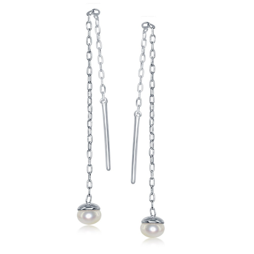 Sterling Silver Bar with FWP Chain Threader Earrings