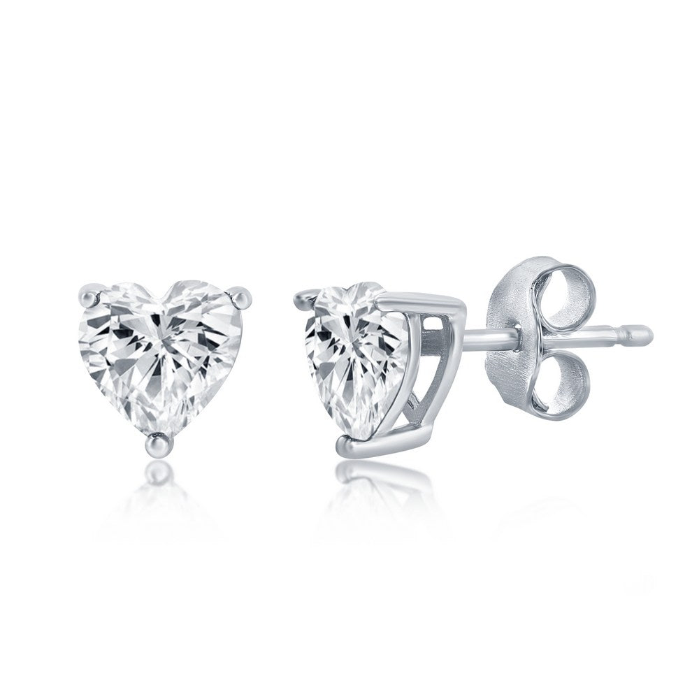 Sterling Silver 6MM Crystal "April" Heart Perciosa Crystal Earrings