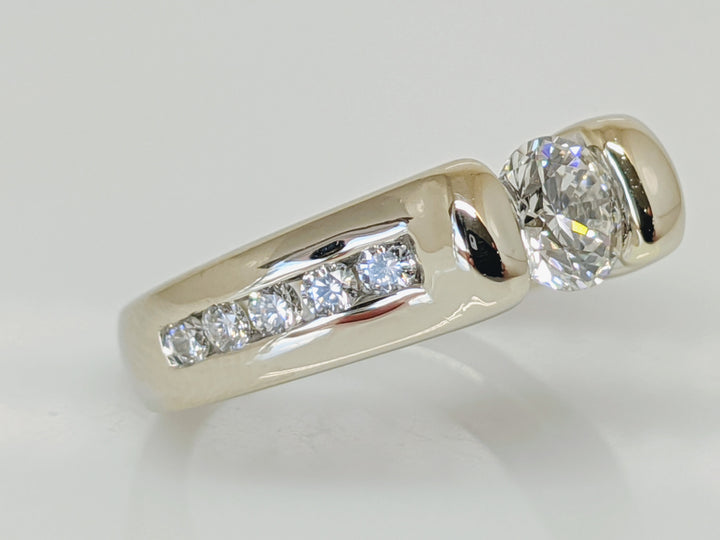 14KW .78 CARAT TOTAL WEIGHT VS2 G DIAMOND ROUND (11) TENSION/CHANNEL SET ESTATE RING 5.3 GRAMS