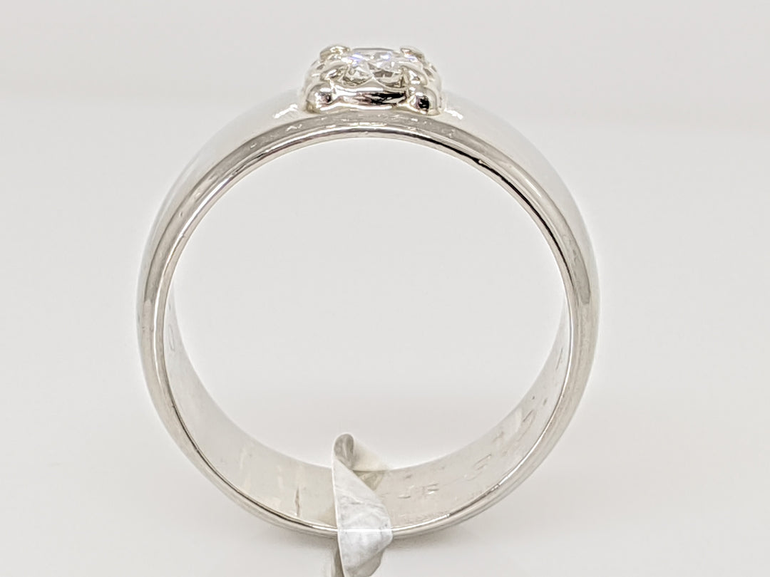 14K WHITE .24 CARAT TOTAL VS2 G DIAMOND ROUND WIDE BAND ESTATE RING 6.9 GRAMS