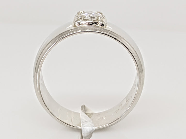 14K WHITE .24 CARAT TOTAL VS2 G DIAMOND ROUND WIDE BAND ESTATE RING 6.9 GRAMS