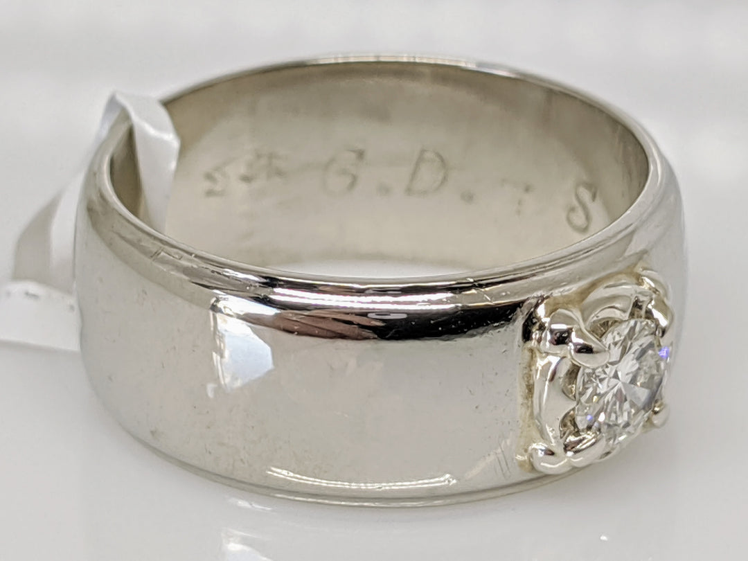 14K WHITE .24 CARAT TOTAL VS2 G DIAMOND ROUND WIDE BAND ESTATE RING 6.9 GRAMS