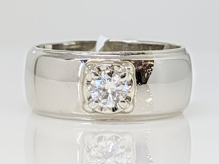 14K WHITE .24 CARAT TOTAL VS2 G DIAMOND ROUND WIDE BAND ESTATE RING 6.9 GRAMS