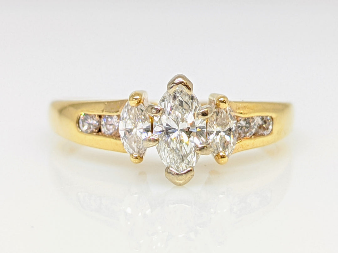 14K .54 CARAT TOTAL WEIGHT VS G DIAMOND MARQUISE CUT WITH ROUND MELEE ESTATE RING