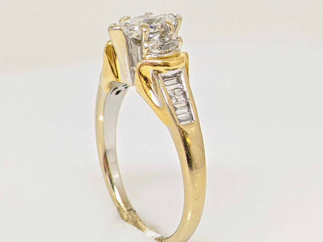 14K .76 CARAT TOTAL WEIGHT DIAMOND MARQUISE CUT (3) WITH BAGUETTE CUT (8) ESTATE RING 5.1 GRAMS