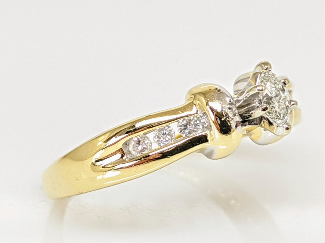 14K .24 CARAT TOTAL WEIGHT I1 I DIAMOND MARQUISE CUT WITH (6) ROUND ESTATE RING 3.7 GRAMS