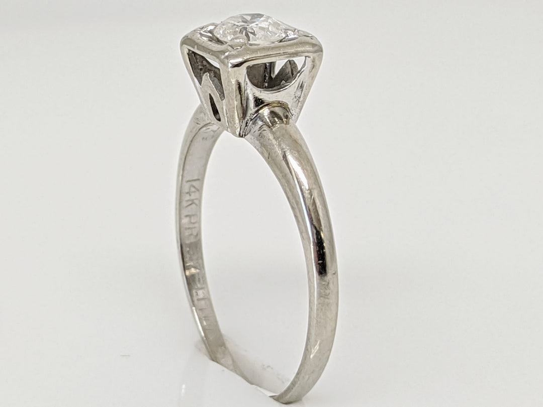 14K WHITE .43 CARAT TOTAL I2 H DIAMOND ROUND SQUARE HEAD SOLITAIRE ESTATE RING 2.2 GRAMS