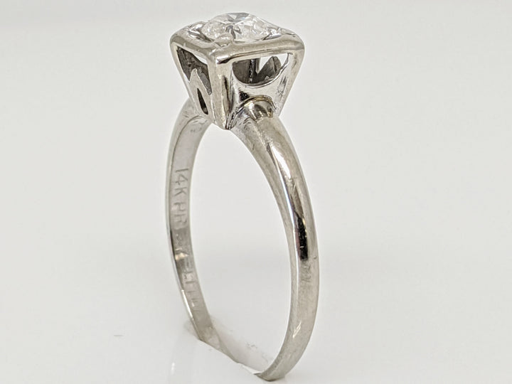 14K WHITE .43 CARAT TOTAL I2 H DIAMOND ROUND SQUARE HEAD SOLITAIRE ESTATE RING 2.2 GRAMS