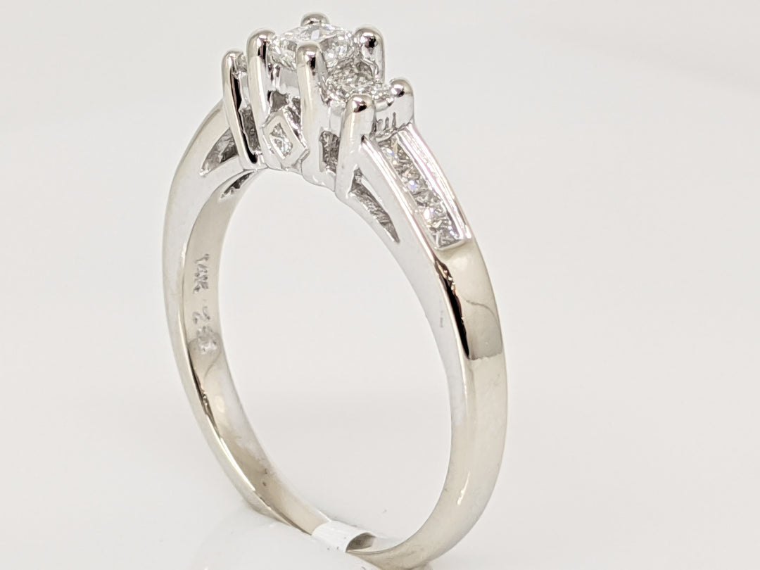 14K WHITE .50 CARAT TOTAL WEIGHT SI2 G DIAMOND PRINCESS CUT (13) ESTATE RING 3.3 GRAMS