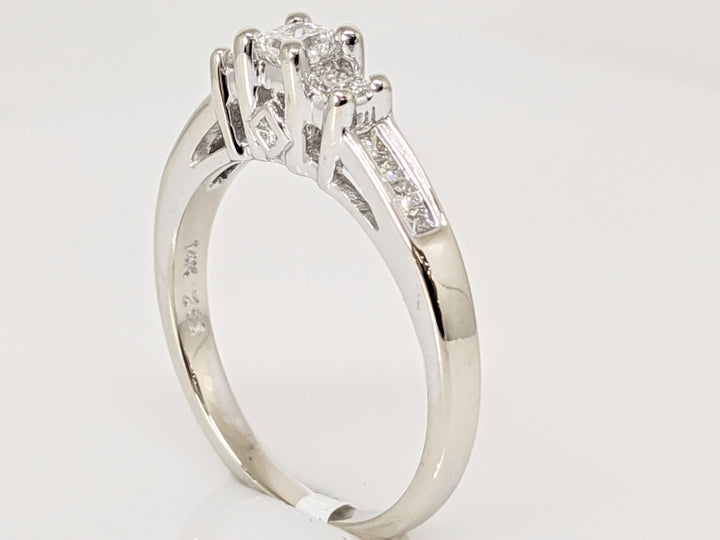 14K WHITE .50 CARAT TOTAL WEIGHT SI2 G DIAMOND PRINCESS CUT (13) ESTATE RING 3.3 GRAMS