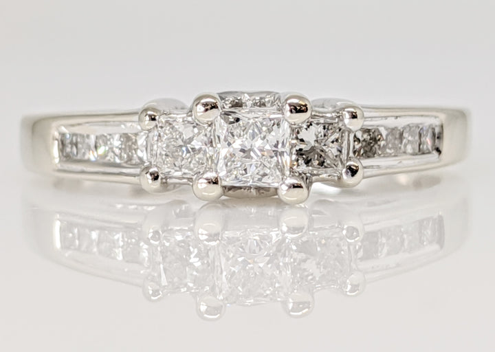 14K WHITE .50 CARAT TOTAL WEIGHT SI2 G DIAMOND PRINCESS CUT (13) ESTATE RING 3.3 GRAMS