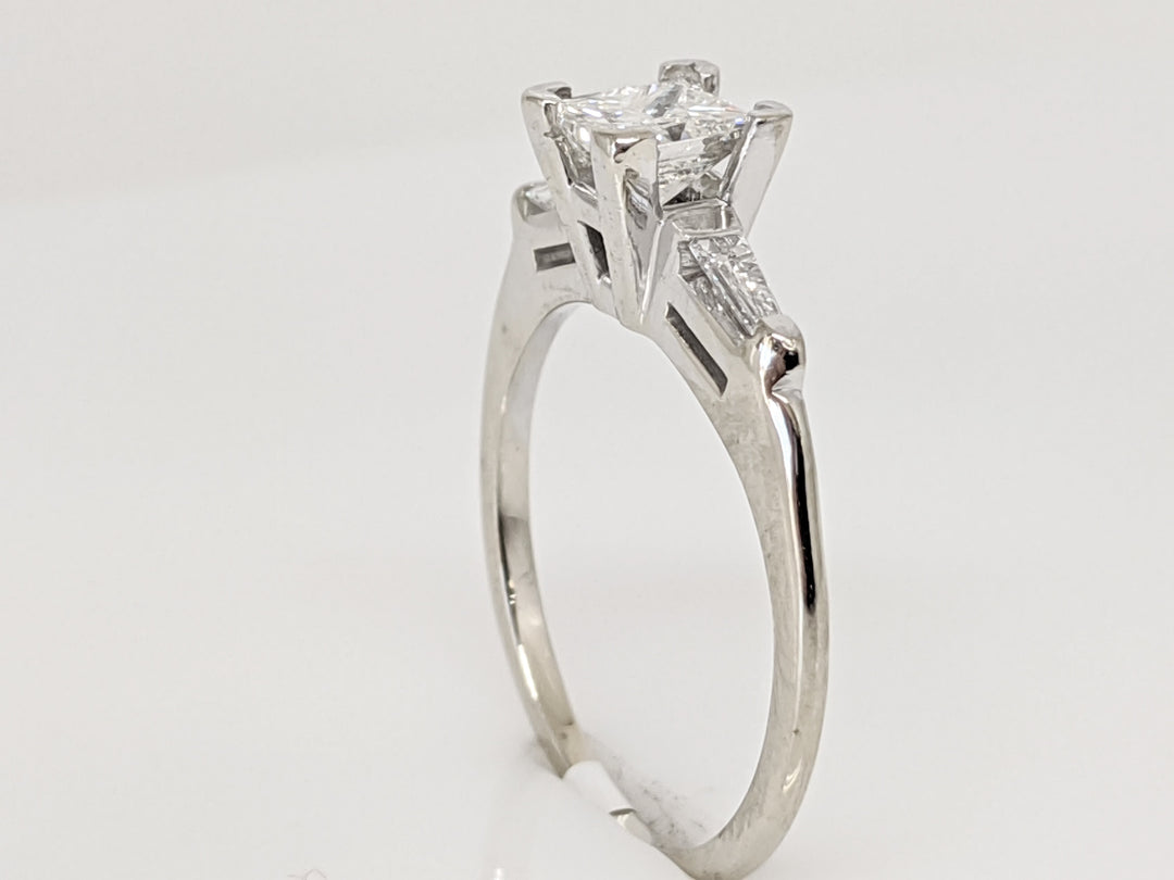 14KW .53 CARAT TOTAL VS1 I DIAMOND PRINCESS CUT WITH (2) BAGUETTE TAPERED ESTATE RING