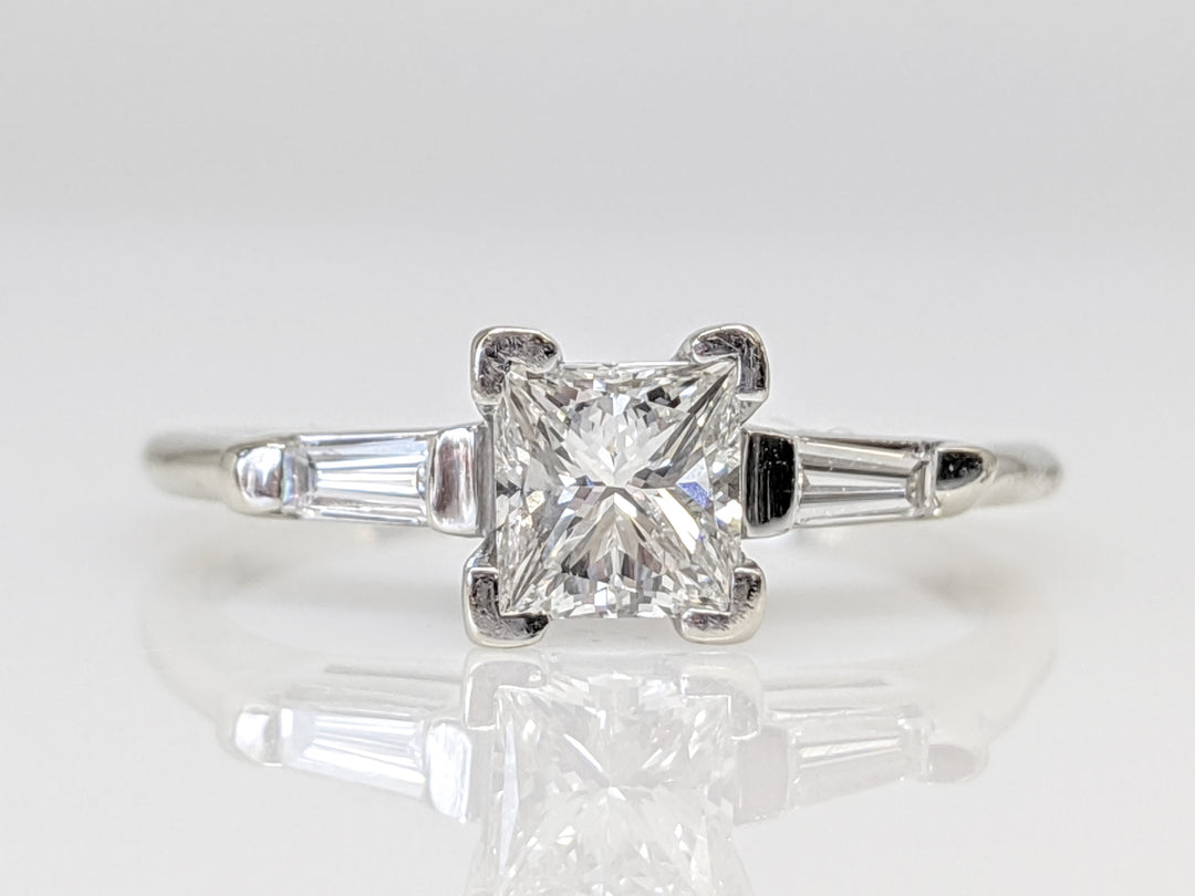 14KW .53 CARAT TOTAL VS1 I DIAMOND PRINCESS CUT WITH (2) BAGUETTE TAPERED ESTATE RING