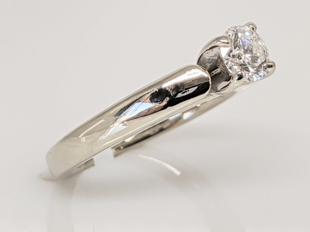 14K WHITE .39 CARAT TOTAL SI2 E DIAMOND ROUND RAISED SHANK SOLITAIRE ESTATE RING 4.0 GRAMS