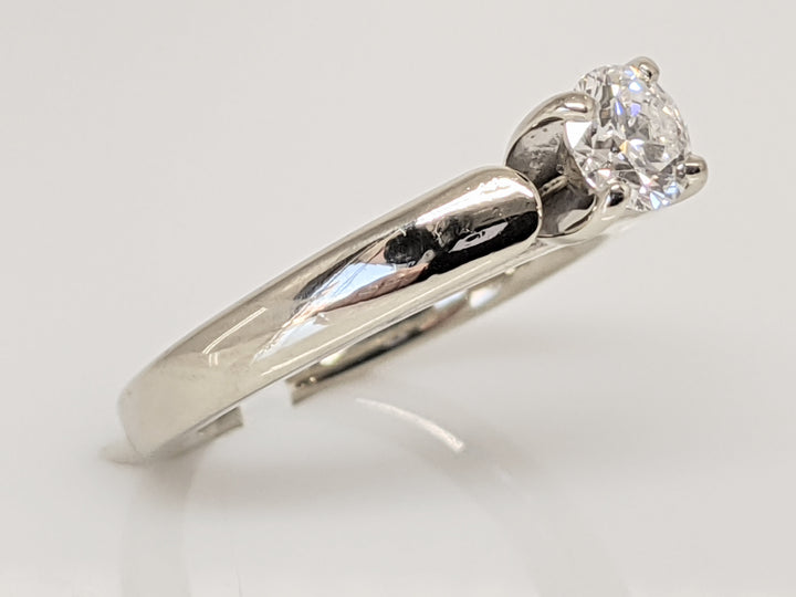 14K WHITE .39 CARAT TOTAL SI2 E DIAMOND ROUND RAISED SHANK SOLITAIRE ESTATE RING 4.0 GRAMS