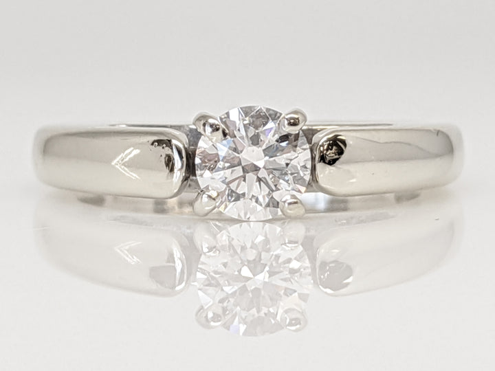 14K WHITE .39 CARAT TOTAL SI2 E DIAMOND ROUND RAISED SHANK SOLITAIRE ESTATE RING 4.0 GRAMS