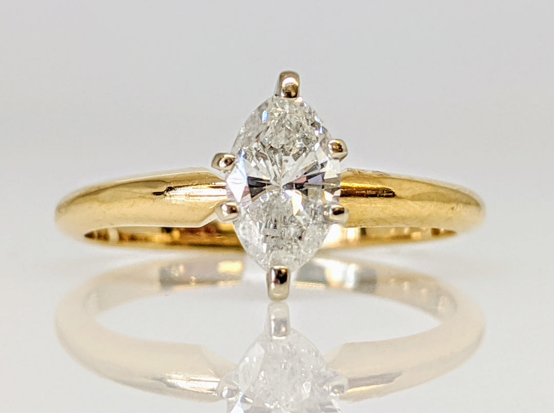 14K .52 CARAT TOTAL I1 F DIAMOND MARQUISE SOLITAIRE ESTATE RING 1.8 GRAMS