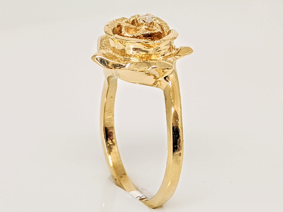 14K DIAMOND ROUND 2MM ROSE ESTATE RING 4.8 GRAMS
