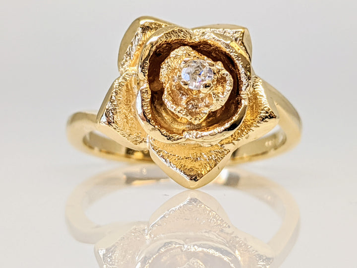 14K DIAMOND ROUND 2MM ROSE ESTATE RING 4.8 GRAMS