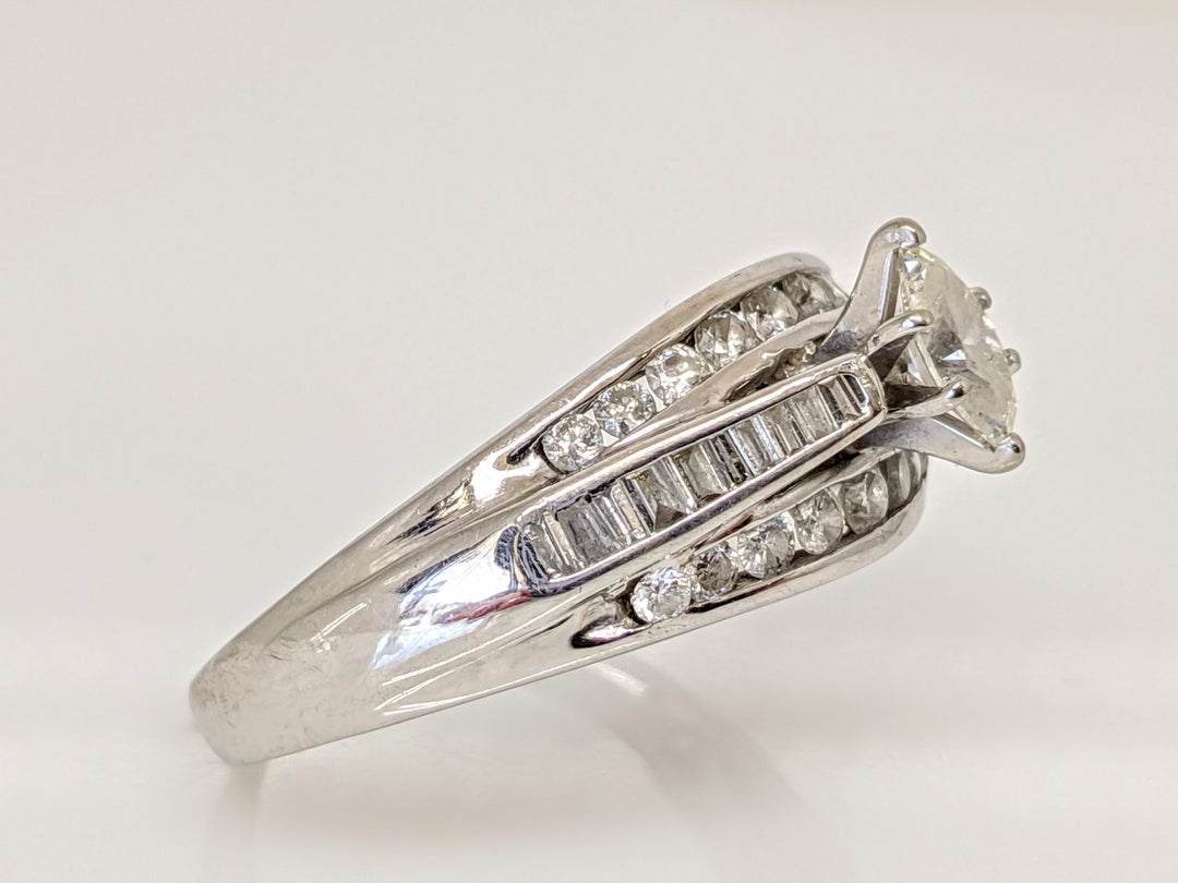 14KW 1.00 CARAT TOTAL WEIGHT I1 F DIAMOND (1) MARQUISE WITH (2) BAGUETTE (18) ROUND MELEE ESTATE RING 4.7 GRAMS