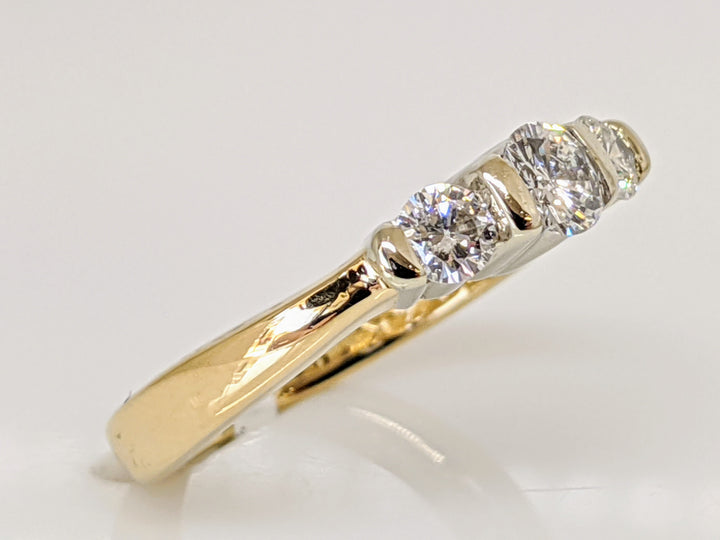 14K .50 CARAT TOTAL WEIGHT SI1 F DIAMOND ROUND (3) BAR SET TRINITY ESTATE RING 4.1 GRAMS