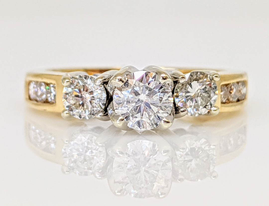 14K .77 CARAT TOTAL WEIGHT I1 G DIAMOND ROUND (9) TRINITY ESTATE RING 3.6 GRAMS