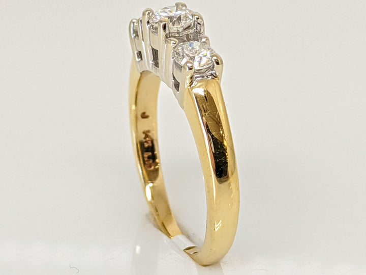 14K .50 CARAT TOTAL WEIGHT I1 F DIAMOND ROUND (3) TRINITY ESTATE RING 2.8 GRAMS