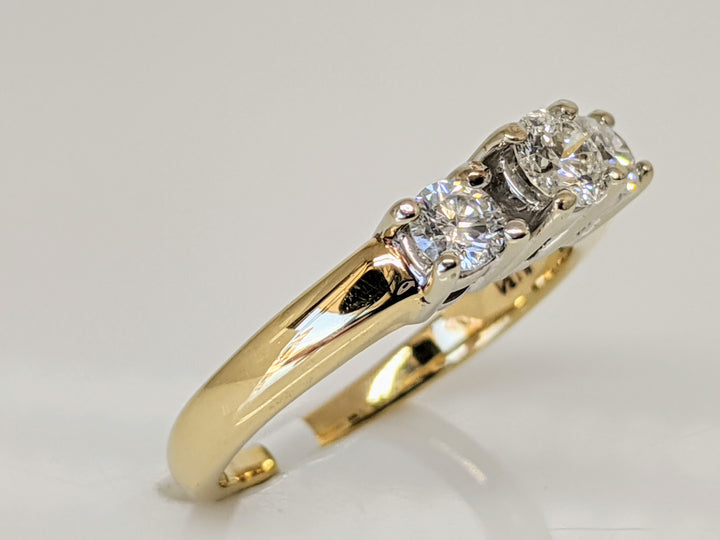 14K .50 CARAT TOTAL WEIGHT I1 F DIAMOND ROUND (3) TRINITY ESTATE RING 2.8 GRAMS