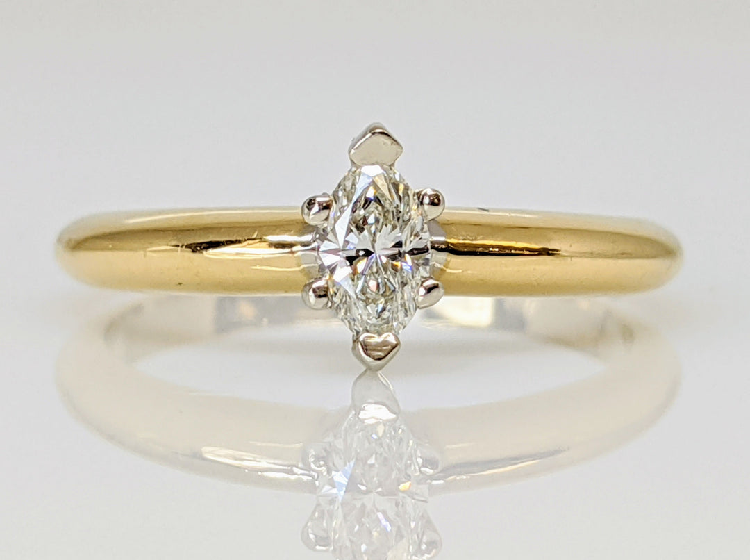 14K .24 CARAT TOTAL VS2 H CERTIFIED DIAMOND MARQUISE SOLITAIRE ESTATE RING