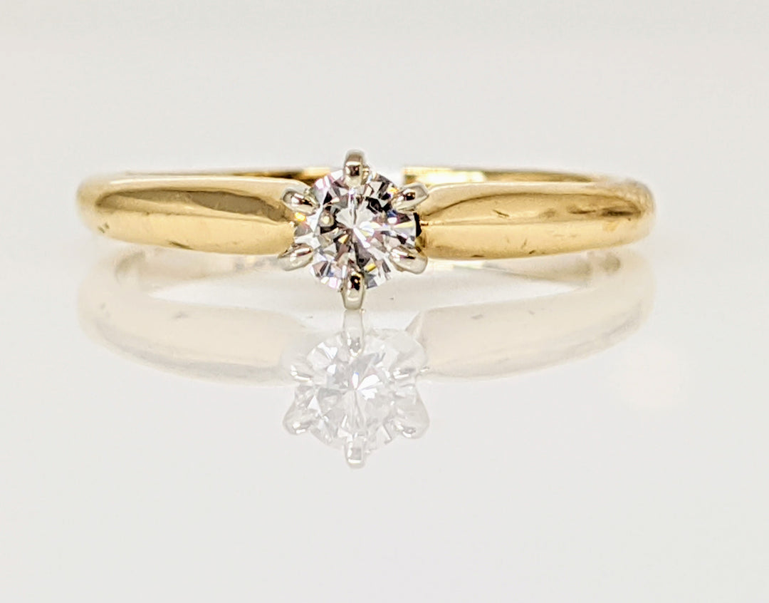 14K .16 CARAT TOTAL WEIGHT VS2 H DIAMOND ROUND ESTATE SOLITAIRE 6-PRONG RING 1.7 GRAMS
