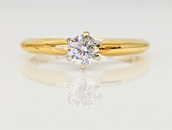 14K .25 CARAT TOTAL I1 F DIAMOND ROUND 6-PRONG SOLITAIRE ESTATE RING 2.7 GRAMS