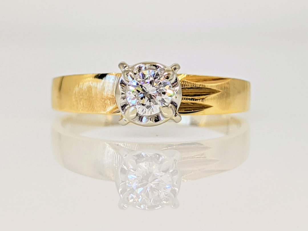 14K .18 CARAT TOTAL SI2 F DIAMOND ROUND ILLUSION HEAD SOLITAIRE ESTATE RING 2.4 GRAMS