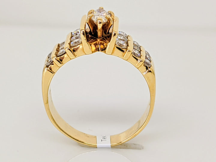 14K .91 CARAT TOTAL WEIGHT I1 F DIAMOND MARQUISE (1) WITH (18) ROUND MELEE ESTATE RING 5.5 GRAMS