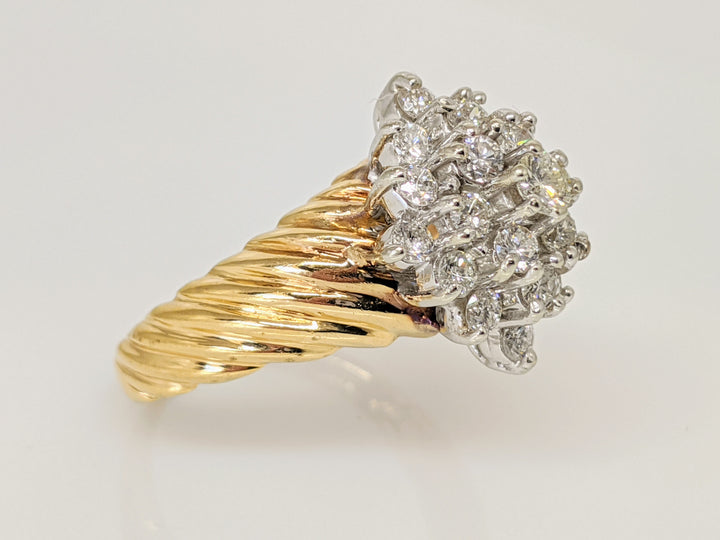 14K .96 CARAT TOTAL WEIGHT I1 H DIAMOND ROUND (21) ESTATE CLUSTER RING 6.0 GRAMS