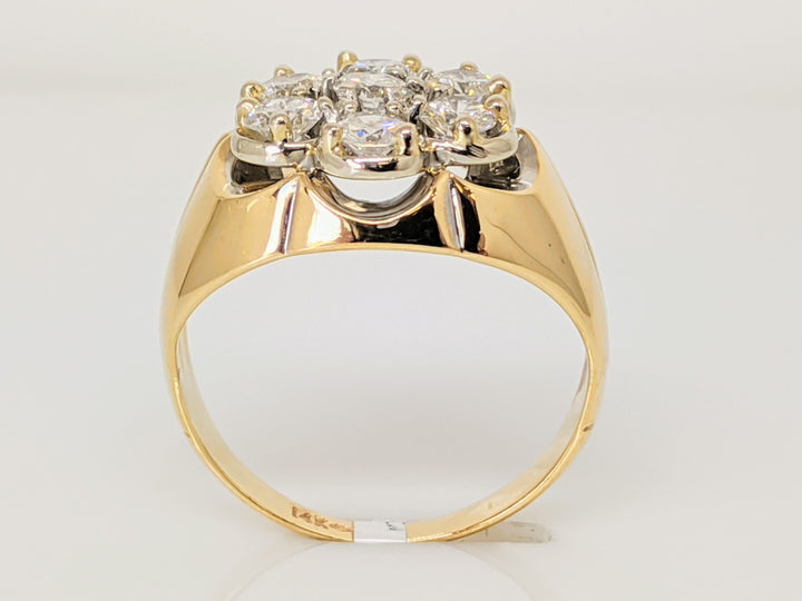 14K .98 CARAT TOTAL WEIGHT I1 G DIAMOND ROUND (7) ESTATE CLUSTER RING 5.5 GRAMS