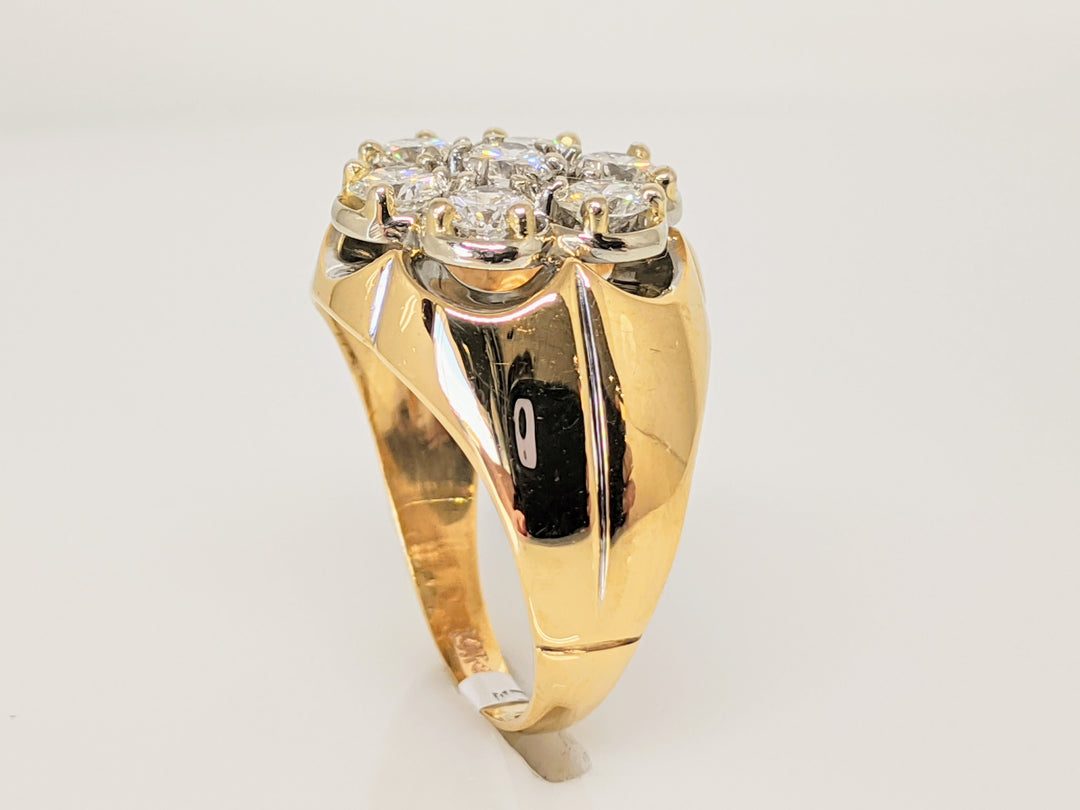 14K .98 CARAT TOTAL WEIGHT I1 G DIAMOND ROUND (7) ESTATE CLUSTER RING 5.5 GRAMS