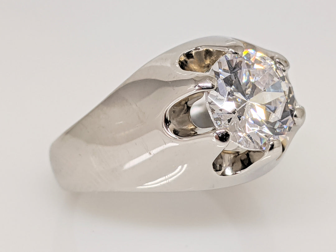 14K CUBIC ZIRCONIA ROUND 8MM ESTATE BELCHER RING 9.5 GRAMS