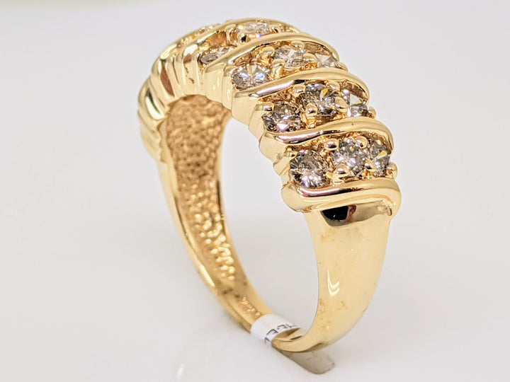 14K 1.05 CARAT TOTAL WEIGHT DIAMOND ROUND (21) FANCY ESTATE RING 4.9 GRAMS