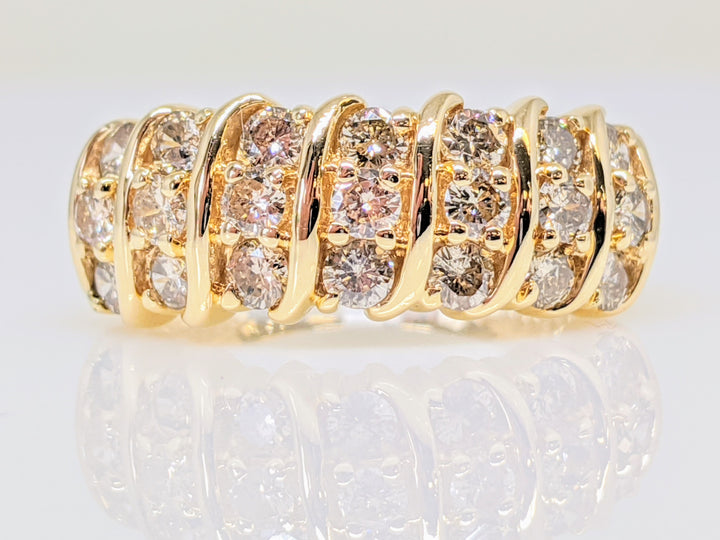 14K 1.05 CARAT TOTAL WEIGHT DIAMOND ROUND (21) FANCY ESTATE RING 4.9 GRAMS
