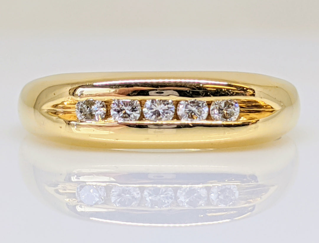 14K .30 CARAT TOTAL WEIGHT SI2-I1 G-H DIAMOND ROUND (5) CHANNEL SET ESTATE BAND 6.6 GRAMS