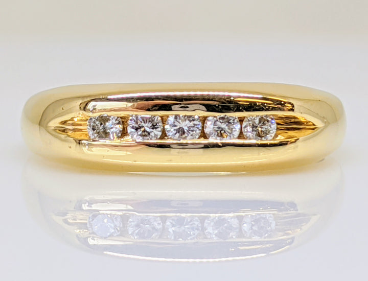 14K .30 CARAT TOTAL WEIGHT SI2-I1 G-H DIAMOND ROUND (5) CHANNEL SET ESTATE BAND 6.6 GRAMS