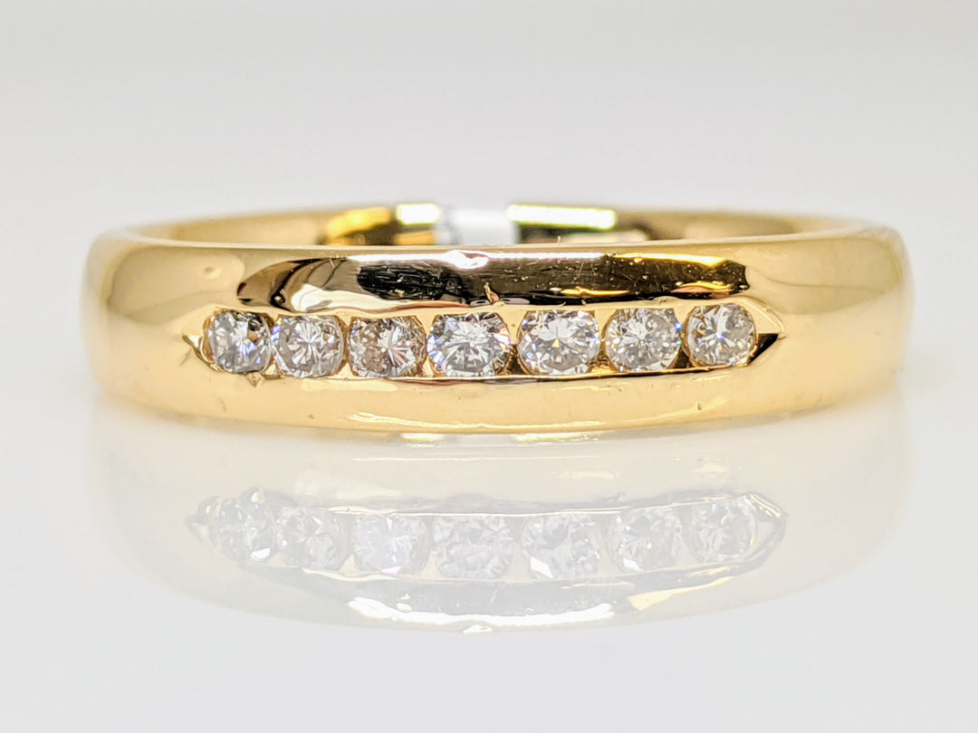 14K .20 CARAT TOTAL WEIGHT I1 H-I DIAMOND ROUND (7) CHANNEL SET ESTATE BAND 5.8 GRAMS