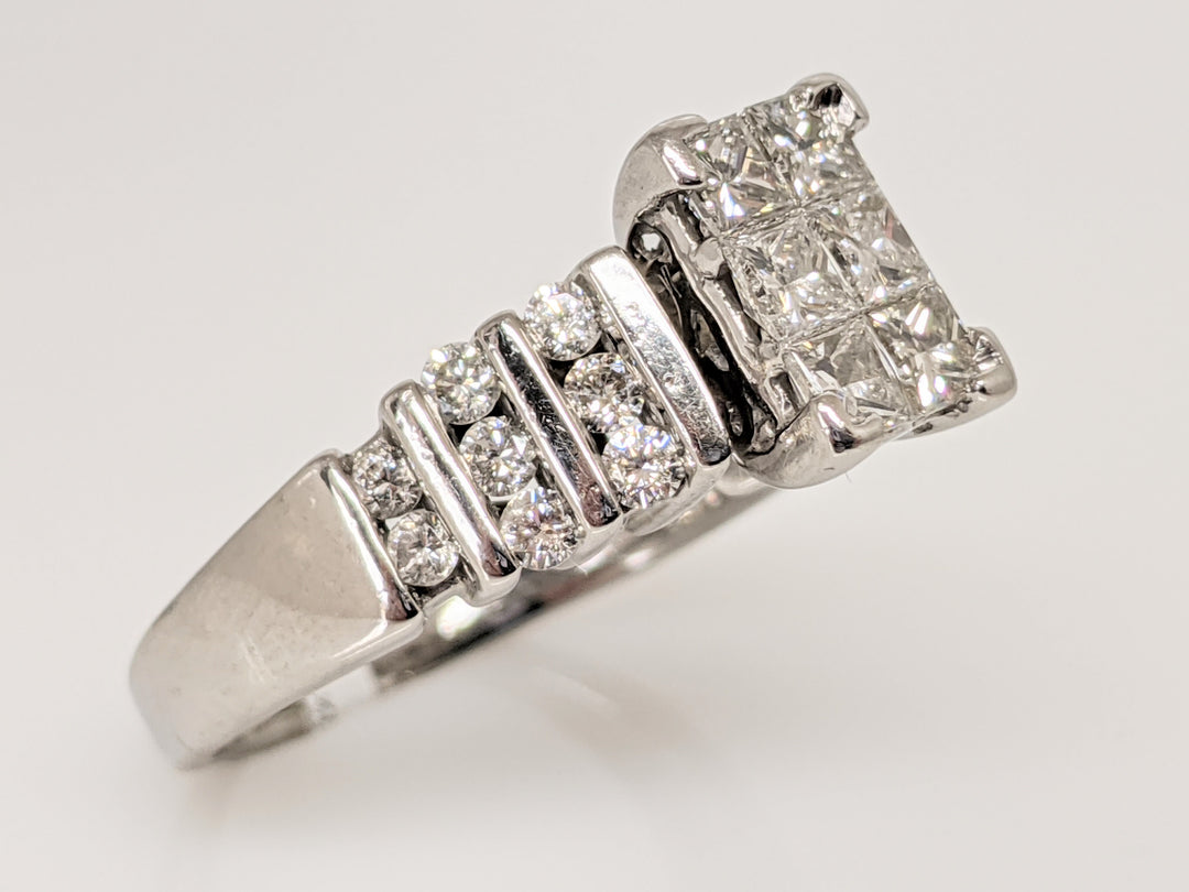 14KW 1.39 CARAT TOTAL WEIGHT I1 G DIAMOND PRINCESS CUT (6) WITH (16) ROUND MELEE ESTATE RING 5.2G